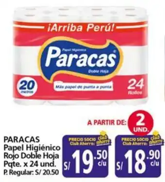Mayorsa Paracas papel higiénico rojo doble hoja oferta