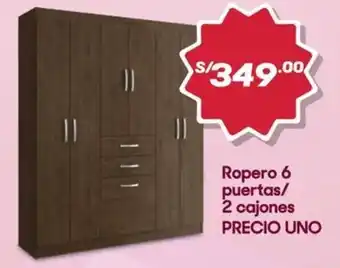 Hiperbodega Precio Uno Precio uno ropero 6 puertas/ 2 cajones oferta