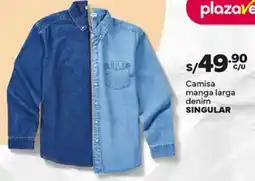 Plaza Vea Singular camisa manga larga denim oferta