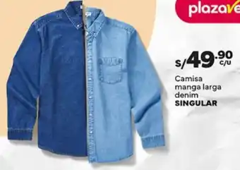 Plaza Vea Singular camisa manga larga denim oferta