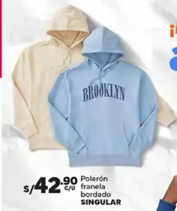 Plaza Vea Singular franela polerón bordado oferta