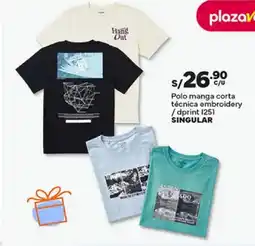 Plaza Vea Singular polo manga corta técnica embroidery /dprint 1251 oferta