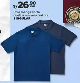 Plaza Vea Singular polo manga corta cuello camisero textura oferta