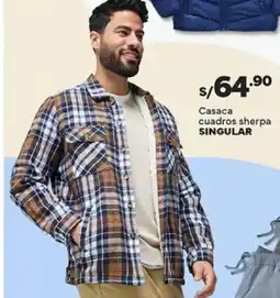 Plaza Vea Singular casaca cuadros sherpa oferta