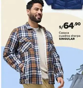 Plaza Vea Singular casaca cuadros sherpa oferta