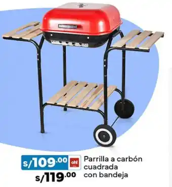 Plaza Vea Parrilla a carbón cuadrada con bandeja oferta