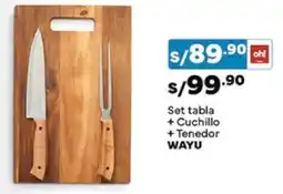 Plaza Vea Wayu set tabla + cuchillo + tenedor oferta