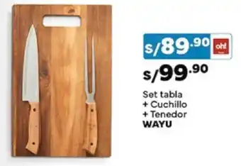 Plaza Vea Wayu set tabla + cuchillo + tenedor oferta