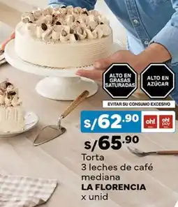 Plaza Vea La florencia torta 3 leches de café mediana oferta
