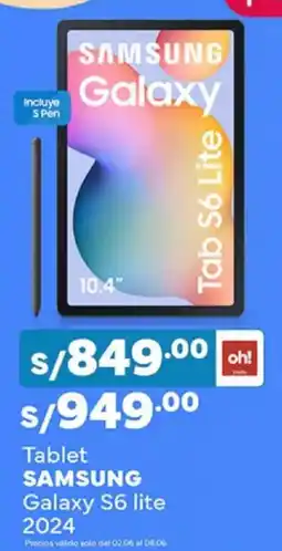 Plaza Vea Samsung tablet galaxy S6 lite 2024 oferta