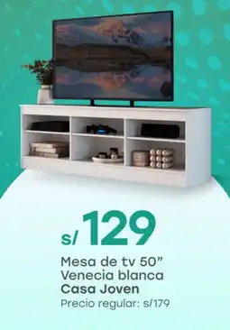 Tottus casa joven mesa de tv 50" venecia blanca oferta