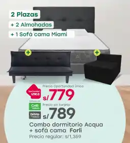 Tottus Combo dormitorio acqua + sofá cama forli oferta