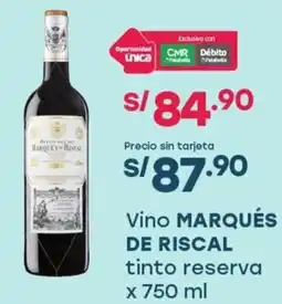 Tottus Marqués de riscal vino tinto reserva oferta
