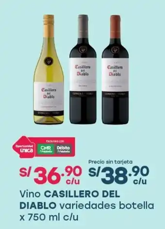 Tottus Vino casillero del diablo variedades botella oferta