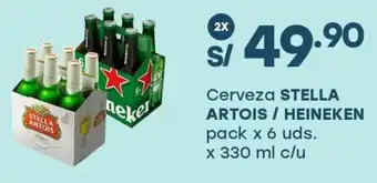 Tottus Cerveza stella artois / heineken oferta