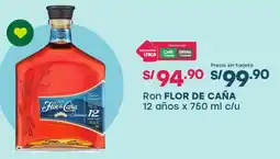 Tottus Flor de caña ron 12 años oferta