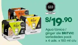 Tottus Britvic agua tónica / ginger ale variedades pack oferta
