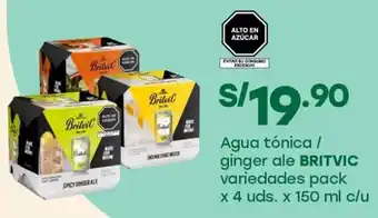 Tottus Britvic agua tónica / ginger ale variedades pack oferta