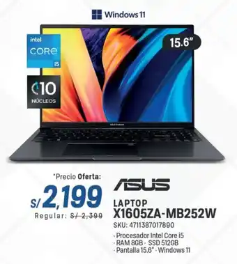 El Gallo Más Gallo Asus laptop X1605ZA-MB252W oferta