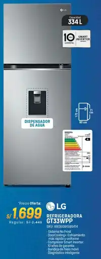 El Gallo Más Gallo Lg refrigeradora GT33WPP oferta