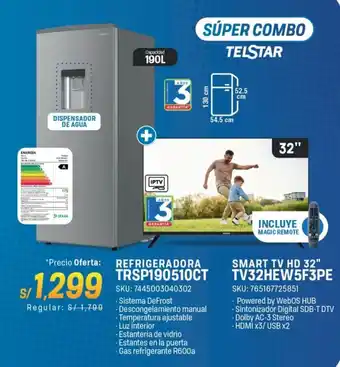 El Gallo Más Gallo Telstar refrigeradora + smart tv hd 32" oferta