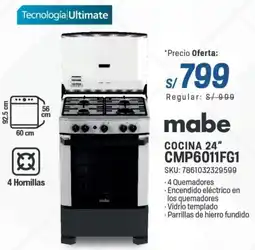 El Gallo Más Gallo Mabe cocina 24" CMP6011FG1 oferta