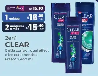 Vega Clear caída control, dual effect o ice cool menthol frasco oferta