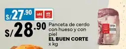 Plaza Vea EL BUEN CORTE Panceta de cerdo con hueso y con piel oferta