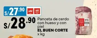 Plaza Vea EL BUEN CORTE Panceta de cerdo con hueso y con piel oferta
