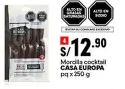 Plaza Vea CASA EUROPA Morcilla cocktail oferta