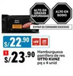Plaza Vea OTTO KUNZ Hamburguesa parrillera de res oferta