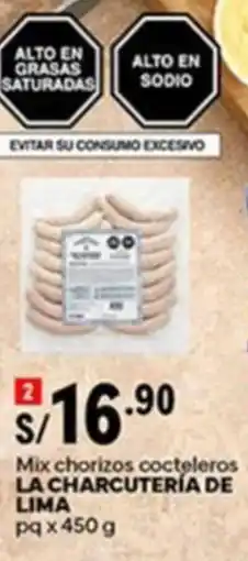 Plaza Vea LA CHARCUTERÍA DE LIMA Mix chorizos cocteleros oferta