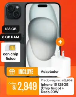 Promart iPhone 15 (Chip físico) + Dado 20W oferta