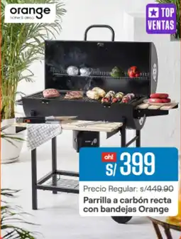 Promart Orange Parrilla a carbon recta con bandejas oferta