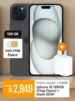Promart iPhone 15 (Chip físico) + Dado 20W oferta