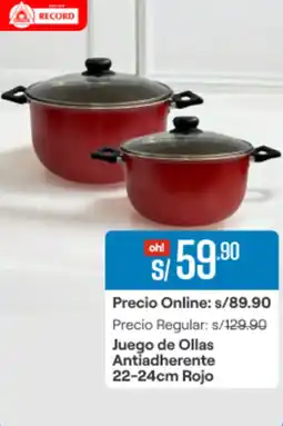 Promart Record Juego de Ollas Antiadherente 22-24cm Rojo oferta