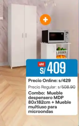 Promart Mueble despensero MDP 80x182cm + Mueble multiuso para microondas oferta