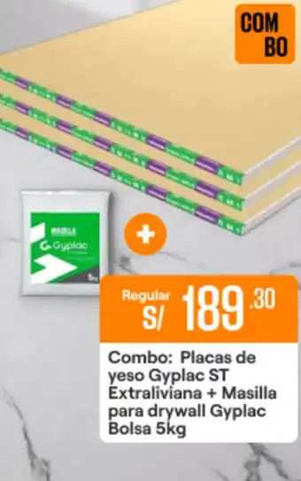 Promart Placas de yeso Gyplac ST Extraliviana + Masilla para drywall Gyplac Bolsa 5kg oferta