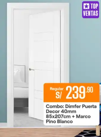 Promart Dimfer Puerta Decor 40mm 85x207cm + Marco Pino Blanco oferta