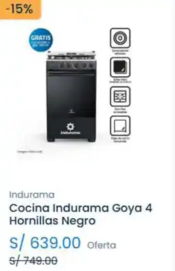 Tiendas EFE Indurama Cocina Indurama Goya 4 Hornillas oferta