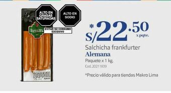 Makro Salchicha frankfurter alemana oferta