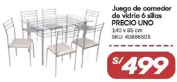 Hiperbodega Precio Uno Juego de comedor de vidrio oferta