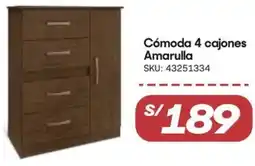 Hiperbodega Precio Uno Cómoda 4 cajones amarulla oferta