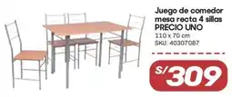 Hiperbodega Precio Uno Juego de comedor mesa recta 4 sillas oferta