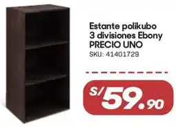 Hiperbodega Precio Uno Estante polikubo 3 divisiones ebony oferta