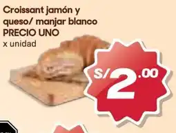 Hiperbodega Precio Uno Croissant jamón y queso/ manjar blanco oferta