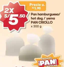Hiperbodega Precio Uno Pan criollo pan hamburguesa/ hot dog / yema oferta