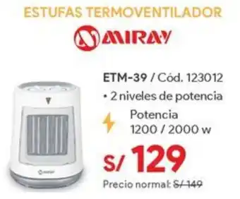 Hiraoka Miray estufas termoventilador oferta