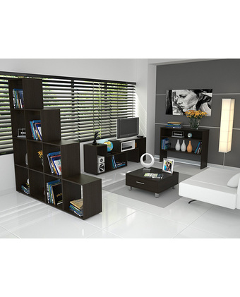 Tiendas EFE Rack extensible tuhome tv 40 + biblioteca escalera + arrimo + mesa de centro - wengue oferta