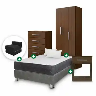 Tottus Combo cama samay 2 plazas + ropero 3 puertas oferta